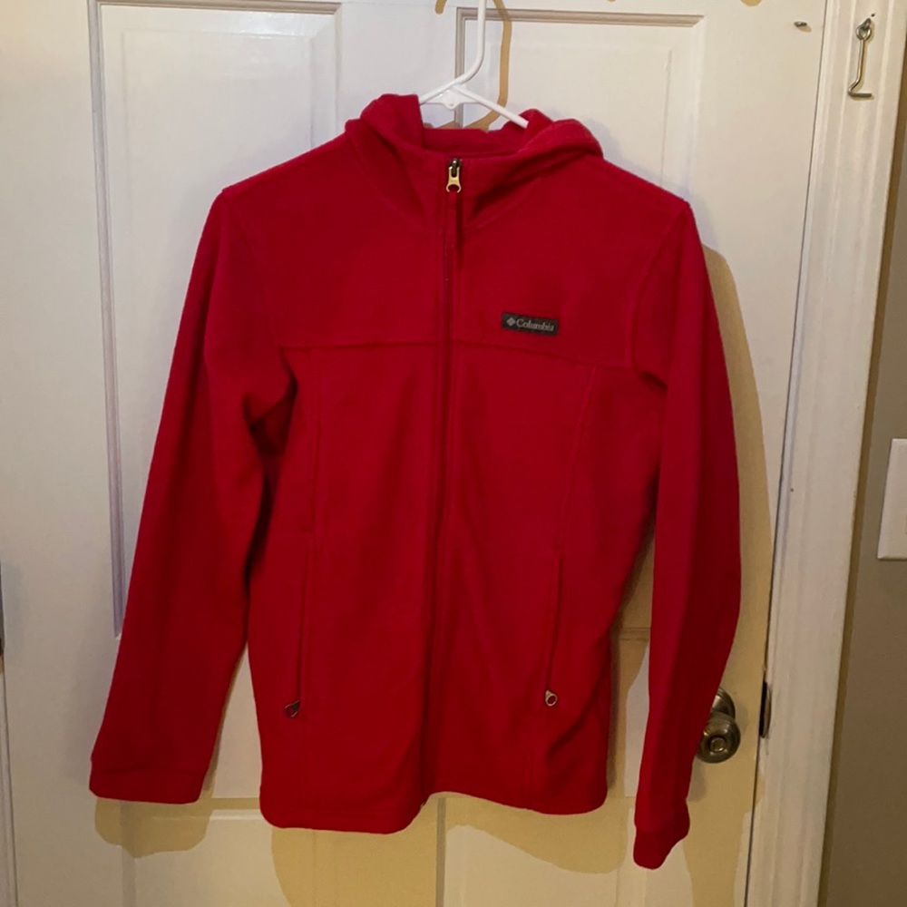Boys large Colombia zip up hooded fleece jacket